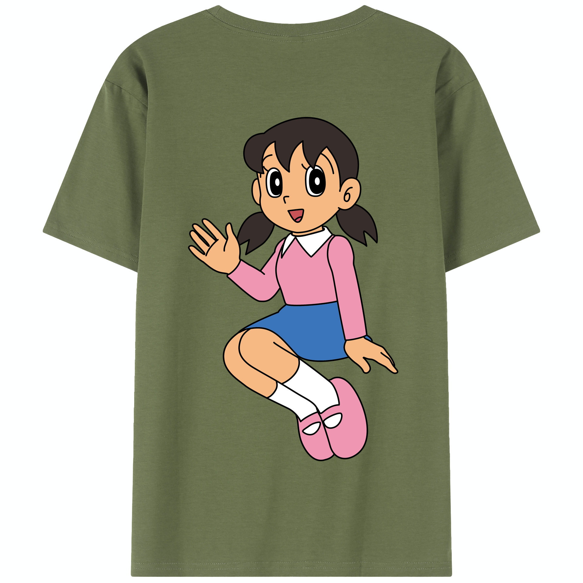 （画像用） ドラえもん みなもと しずか Doraemon Shizuka Minamoto 綿100％半袖Tシャツ（背面プリント）